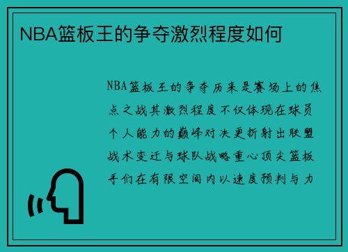 NBA篮板王的争夺激烈程度如何
